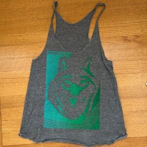 American Apparel Gray Tank with Green Wolf Design